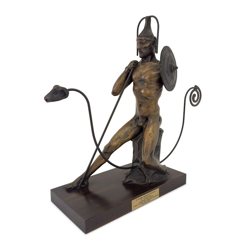 Ugo Attardi, Il viaggiatore, bronzo patinato, 2000