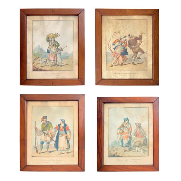 Vincenzo Aloja (attr.), Quattro costumi dell'Abruzzo, 1810 circa