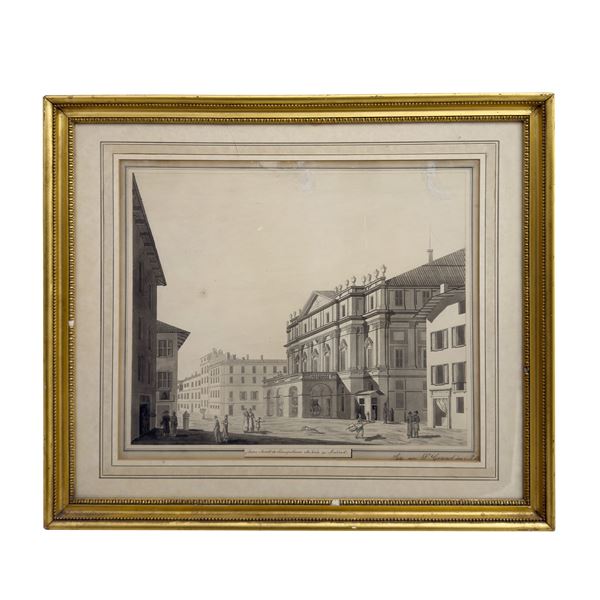 W. Grund, Veduta del Teatro alla Scala di Milano, 1833