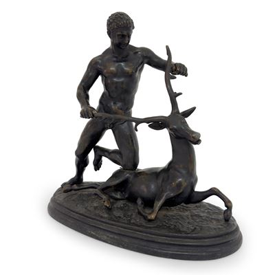 Gruppo in bronzo patinato, Ercole e la cerva di Cerinea, inizi del XIX secolo