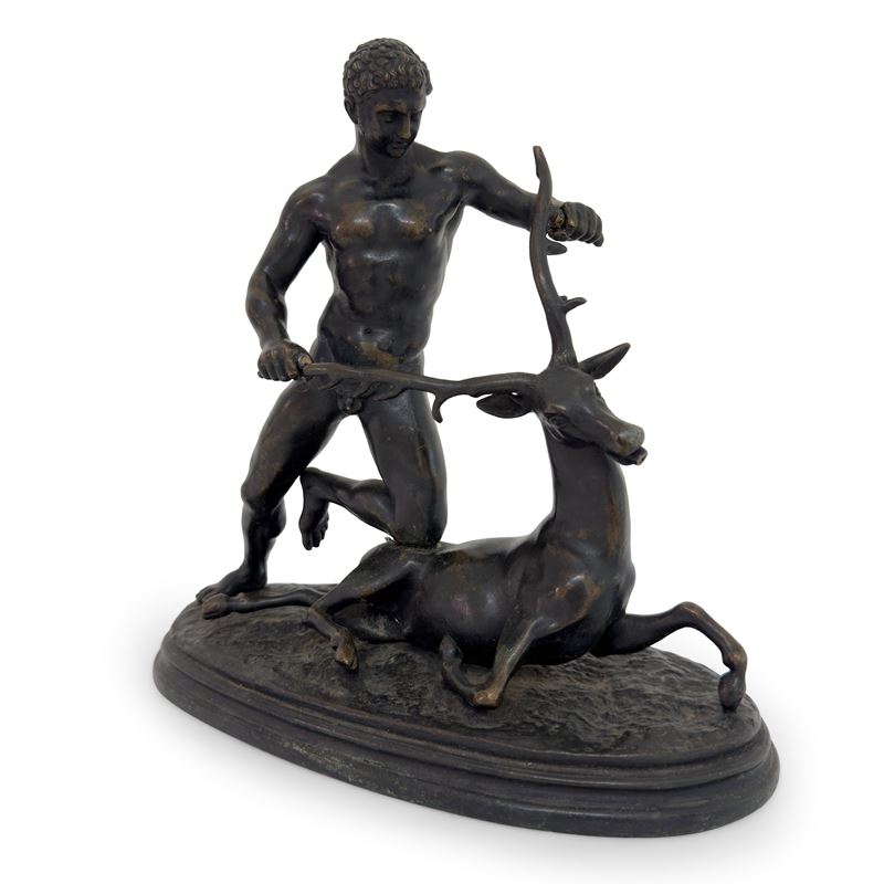 Gruppo in bronzo patinato, Ercole e la cerva di Cerinea, inizi del XIX secolo