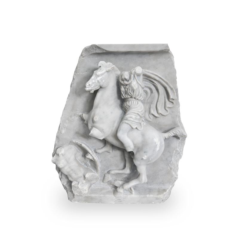 Bassorilievo, Marmo statuario, Scontro tra cavaliere e soldato