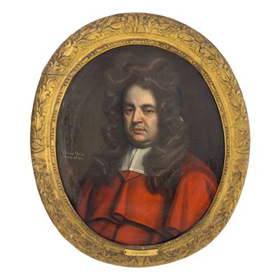 Jean Michel Wright (attribuito), Ritratto di Thomas Geers, Serjeant at Law, olio su tela a sesto ...