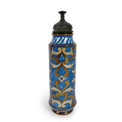 Manifattura umbra, Vaso a cilindro in maiolica a lustro, XX secolo