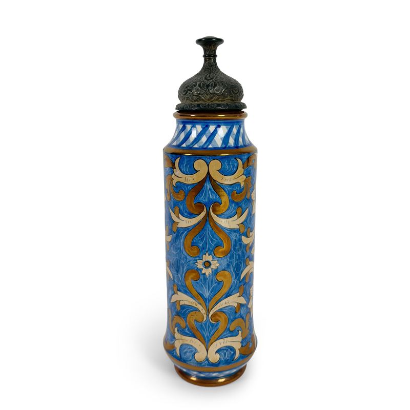 Manifattura umbra, Vaso a cilindro in maiolica a lustro, XX secolo