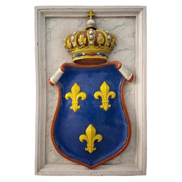 Placca in maiolica bianca marmorizzata, manifattura Cantagalli