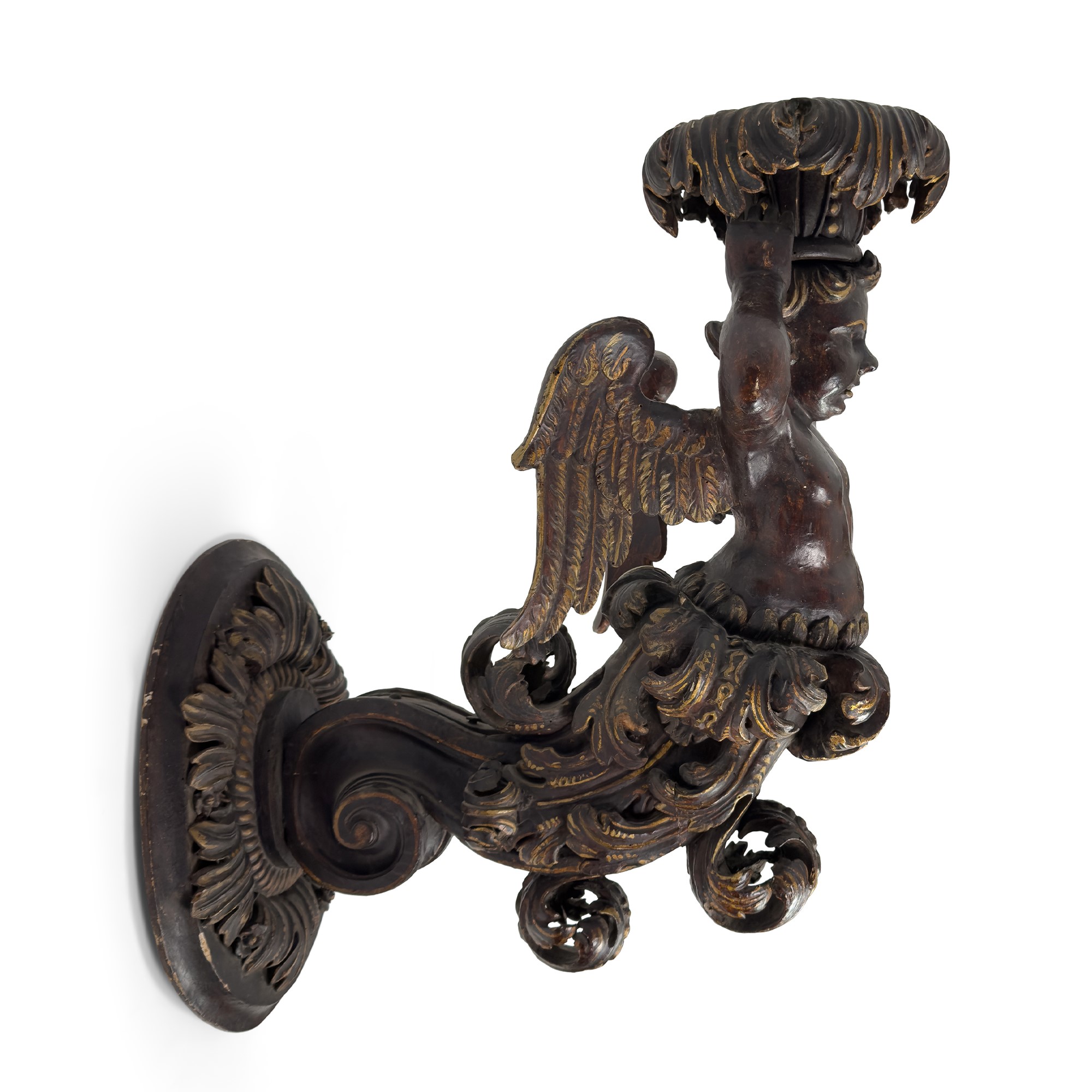 Bracci da parete in legno lumeggiato in oro, Venezia, XVII secolo
