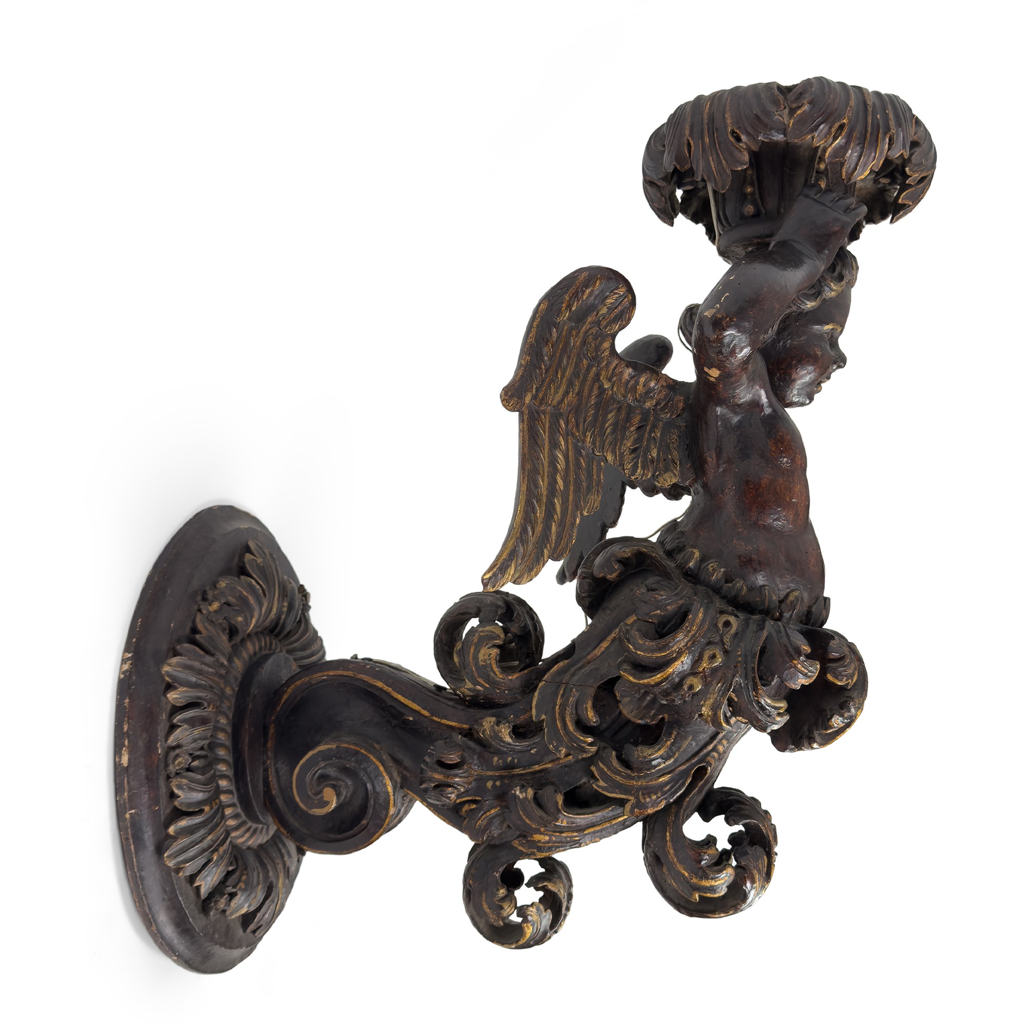 Bracci da parete in legno lumeggiato in oro, Venezia, XVII secolo
