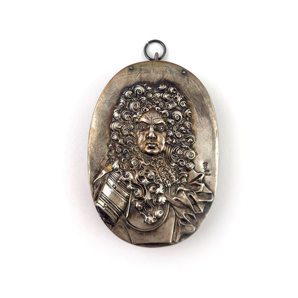 Placca ovale in lastra d'argento sterling