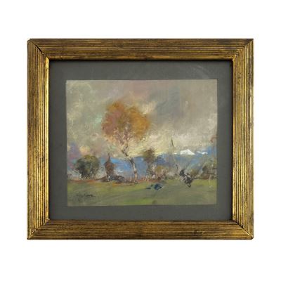 Giuseppe Casciaro, Paesaggio di campagna, pastelli su carta