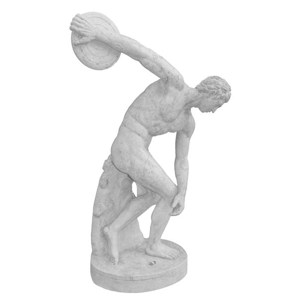 Grande discobolo in marmo bianco