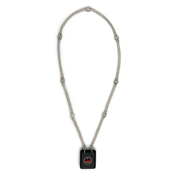 Elegante collana in maglie e piccole perle naturali, Art Deco