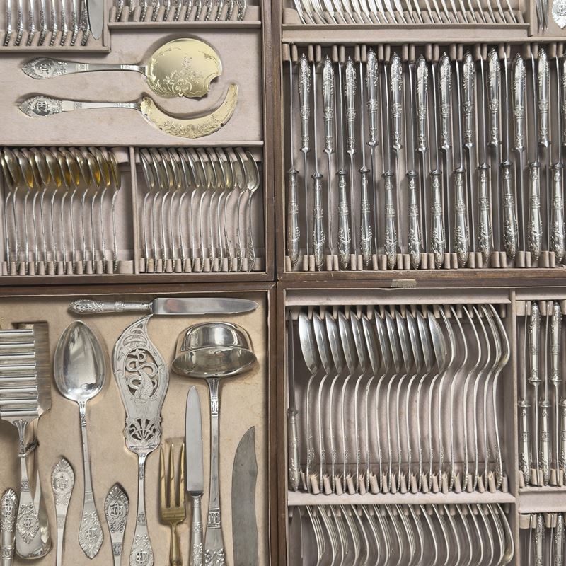 Importante ed elegante servizio di posate in argento, Germania, inizi del XX secolo