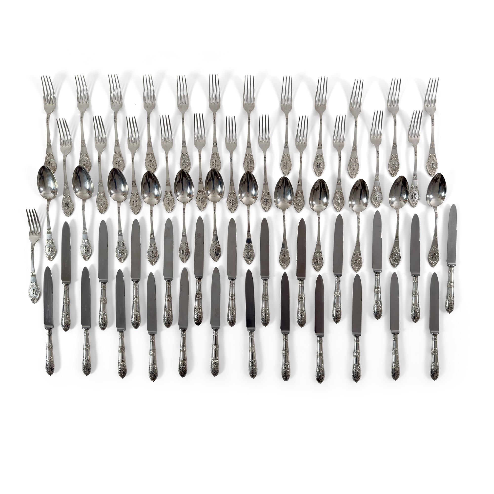 Importante ed elegante servizio di posate in argento, Germania, inizi del XX secolo