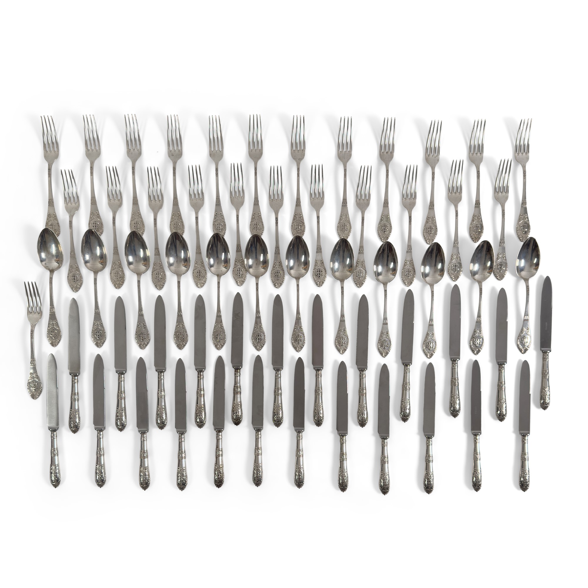 Importante ed elegante servizio di posate in argento, Germania, inizi del XX secolo