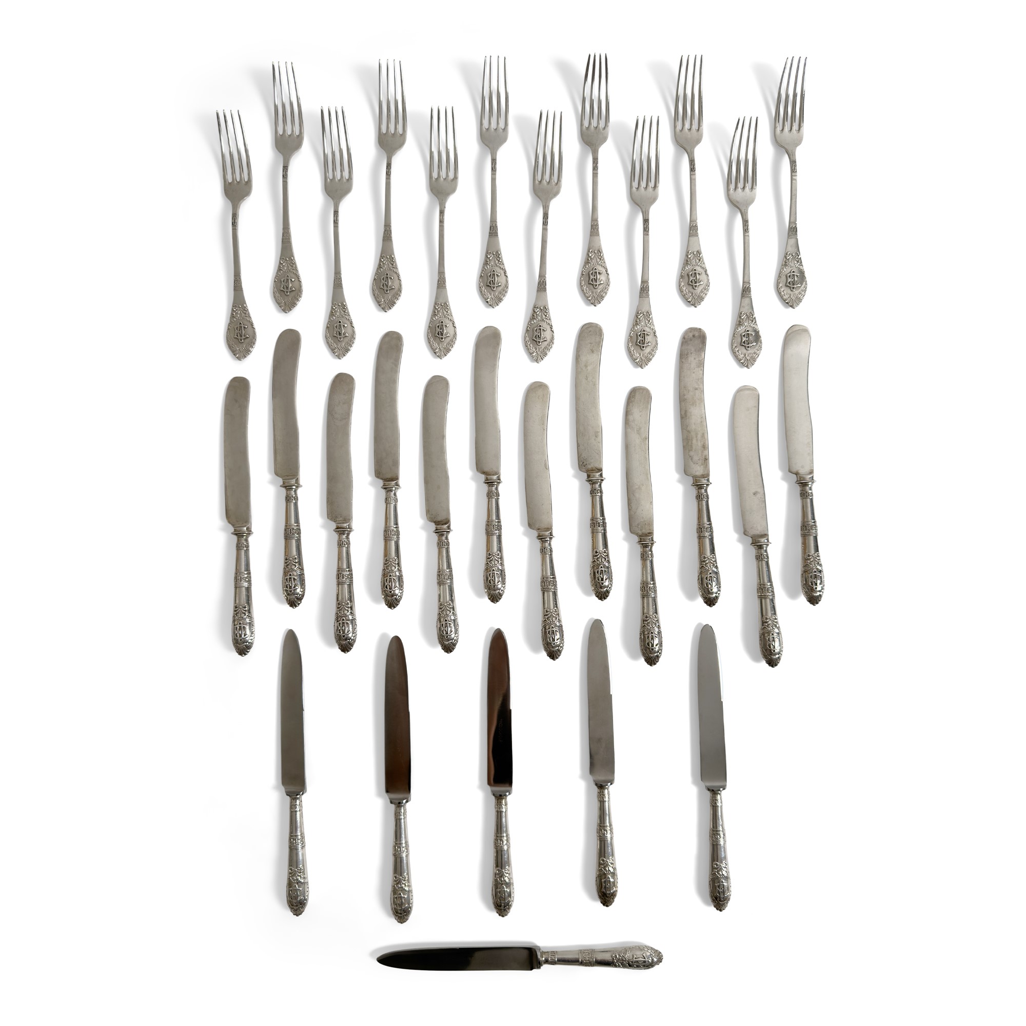 Importante ed elegante servizio di posate in argento, Germania, inizi del XX secolo