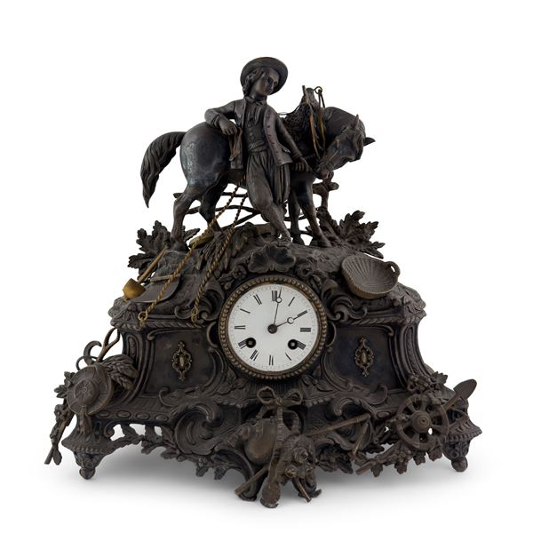 Pendola in bronzo dorato e patinato, Francia, fine del XIX secolo