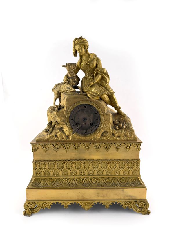 Pendola in bronzo dorato, Francia, XIX secolo
