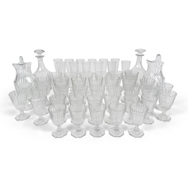 Servizio di bicchieri in cristallo sfaccettato, Francia, Saint Louis