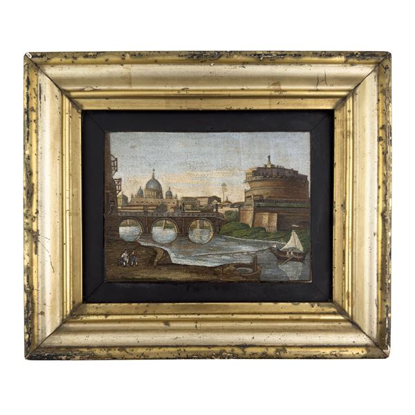 Placca rettangolare in mosaico minuto, Roma, fine del XVIII-inizi del XIX secolo