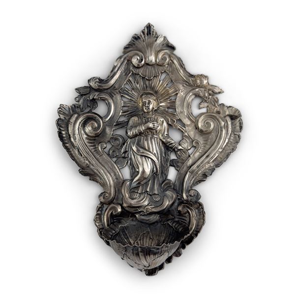 Acquasantiera in argento, Genova, XVIII secolo