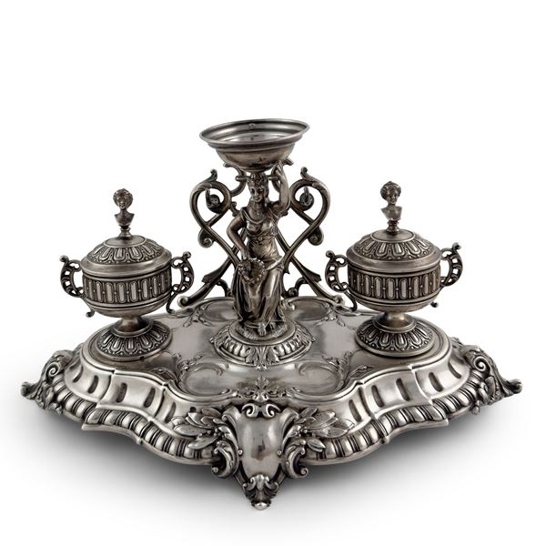 Calamaio in argento, Francia, XIX secolo