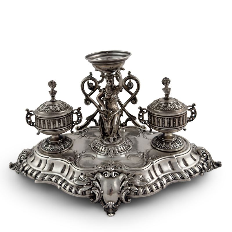 Calamaio in argento, Francia, XIX secolo