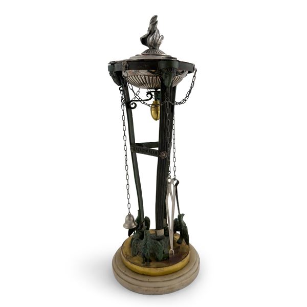 Lucerna a tripode in argento e bronzo patinato, Roma, Angelo Giannotti (1824-1865)