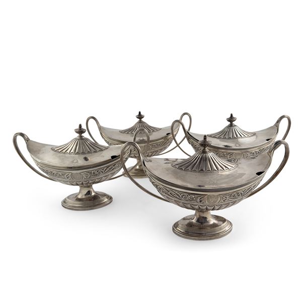 Quattro salsiere in argento, William Pitts & Joseph Preedy, Londra, 1792