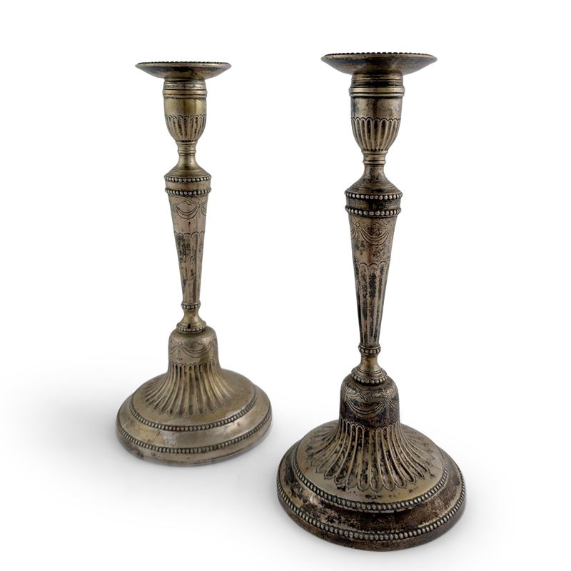 Coppia di candelieri in argento, Firenze, 1789-'90