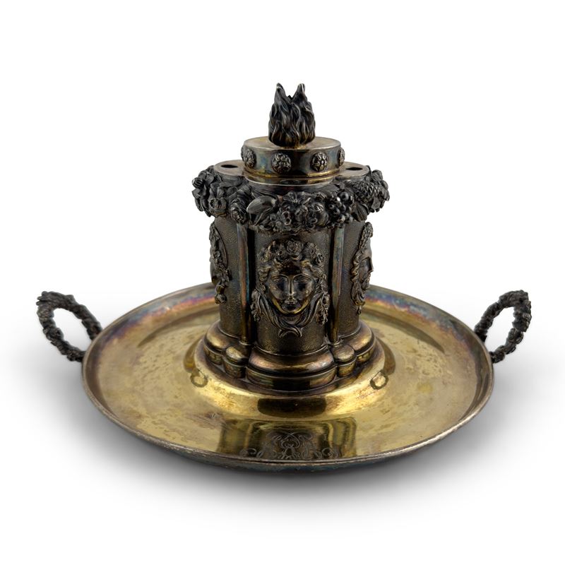 Calamaio argento sterling dorato, Londra, John Bridge, 1825