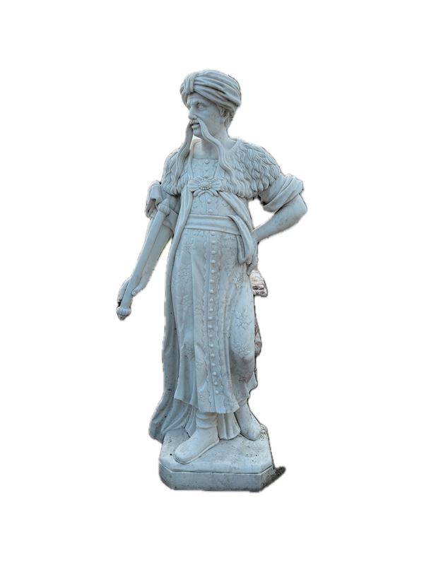 Arabo con scettro in marmo bianco