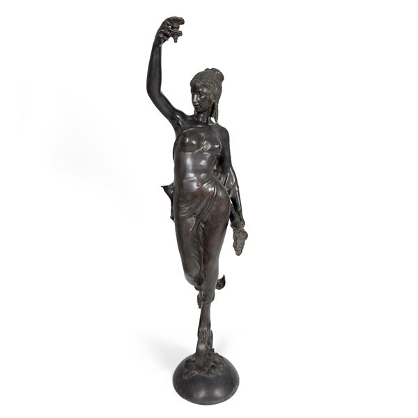 Lampada da terra in bronzo patinato, inizi del XX secolo