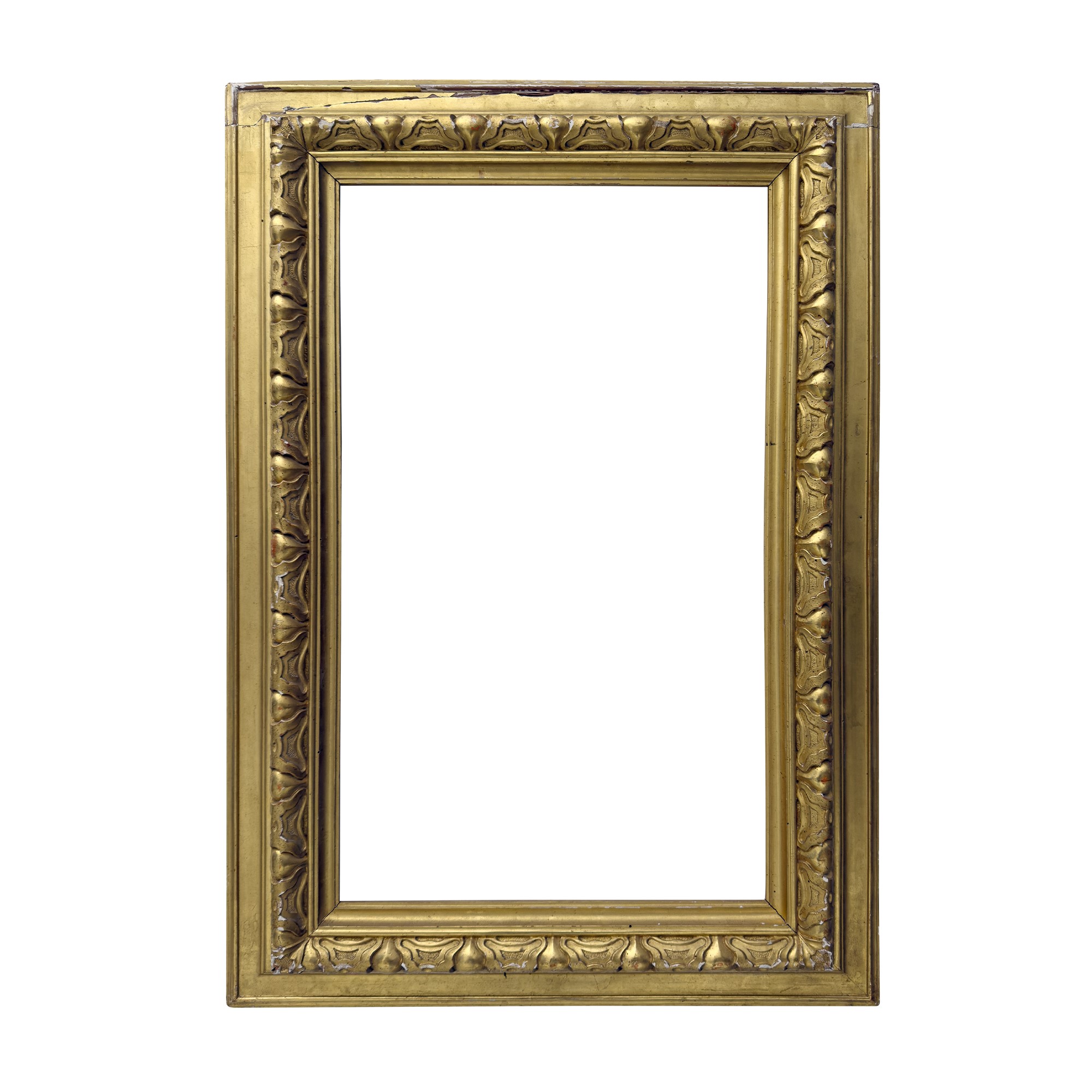 Cornici modanate in legno dorato, XIX secolo, dimensioni 93,5x65 cm