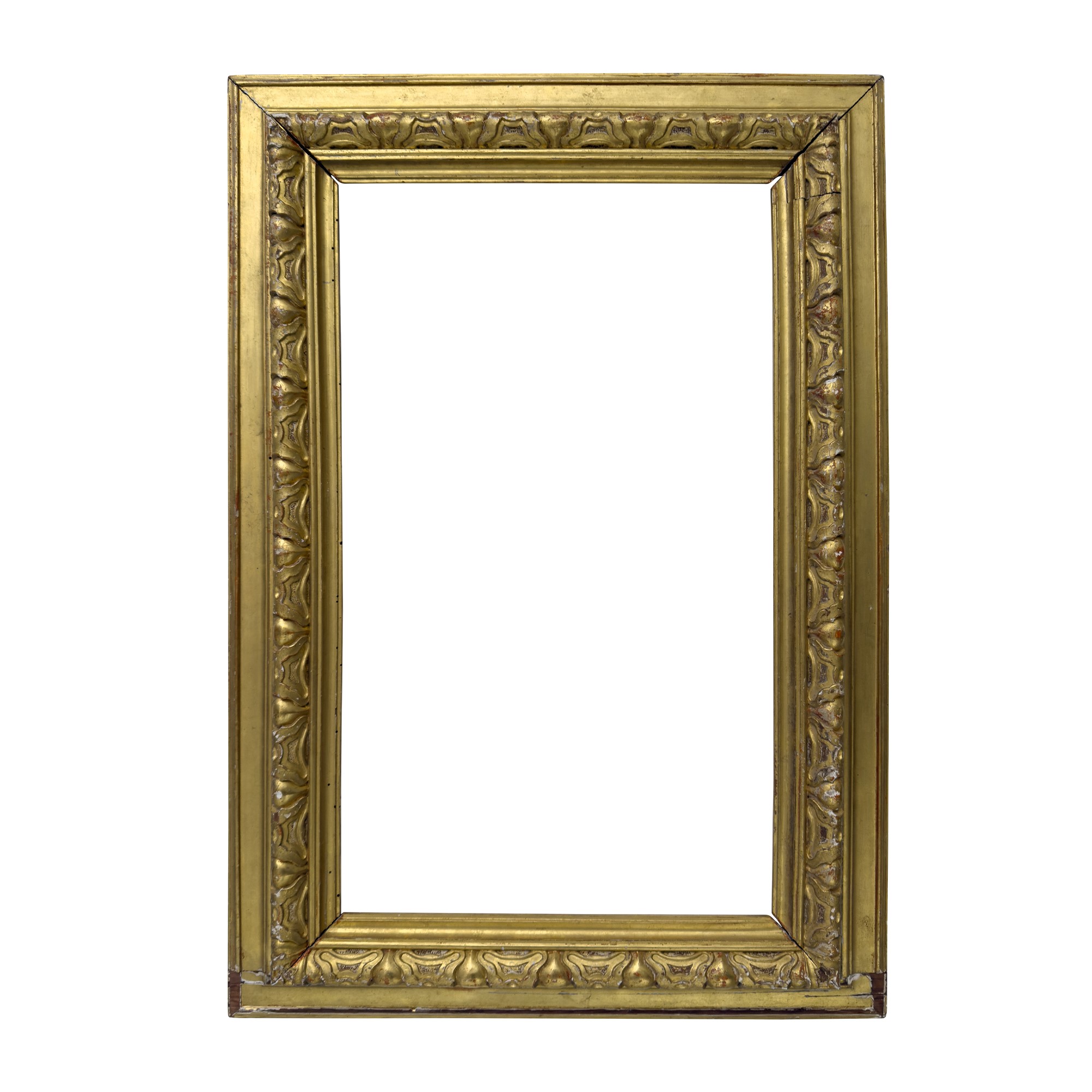 Cornici modanate in legno dorato, XIX secolo, dimensioni 93,5x65 cm