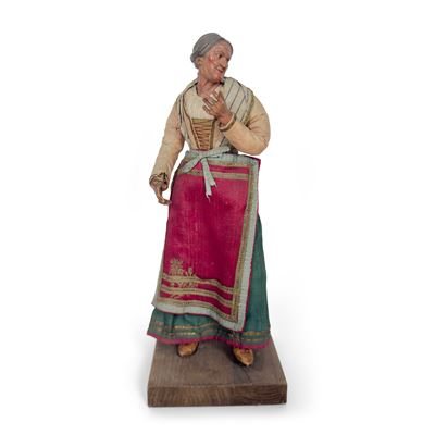 Anonimo, Vecchia con chignon, terracotta policroma, Napoli, XIX secolo