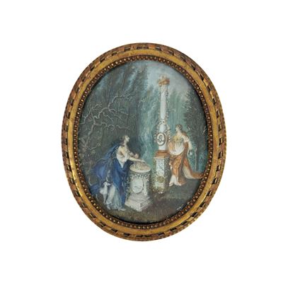 Miniatura a sesto ovale, L'Offerta d'Amore, fine del XVIII secolo