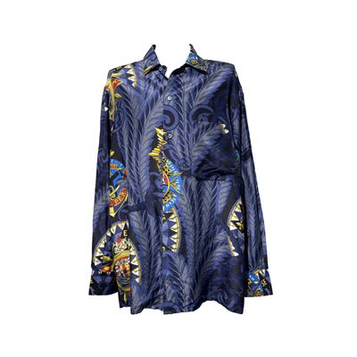 Gianfranco Ferré, Camicia da uomo in tessuto blu con stemmi marinari