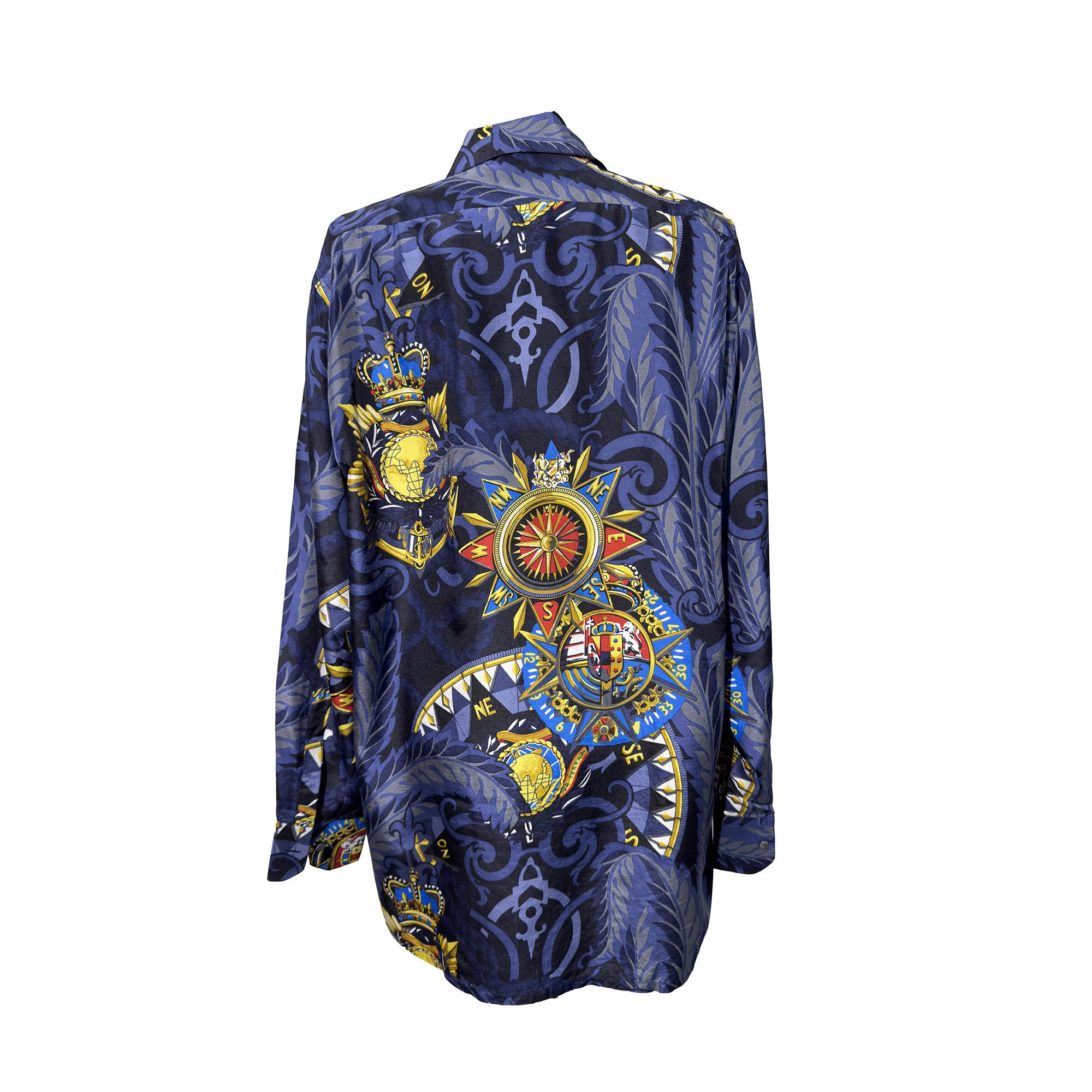 Gianfranco Ferré, Camicia da uomo in tessuto blu con stemmi marinari