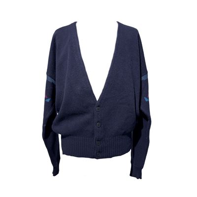 Gianni Versace, Cardigan in lana e cotone a fondo blu (taglia III)
