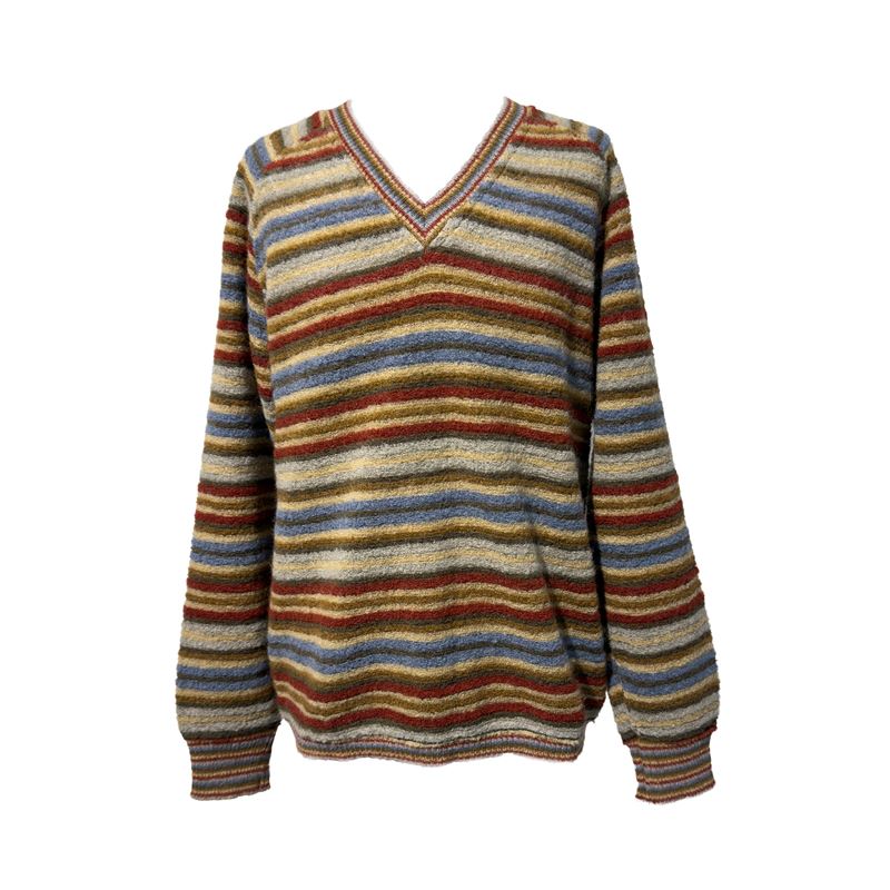 Pullover da uomo Missoni, lana a righe orizzontali, scollo a V