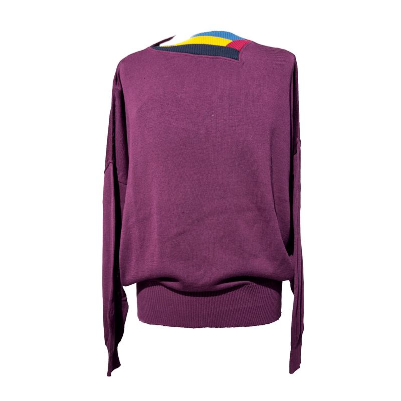 Gianni Versace, Pullover da uomo in maglia di cotone vinaccia