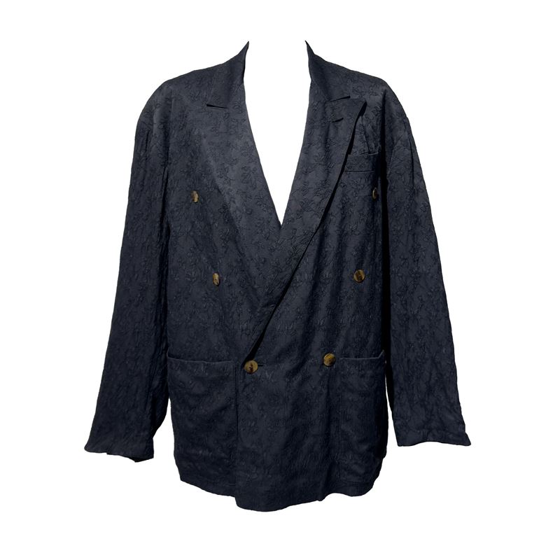 Jean Paul Gaultier, Giacca doppiopetto in tessuto operato blu notte, tg. 46