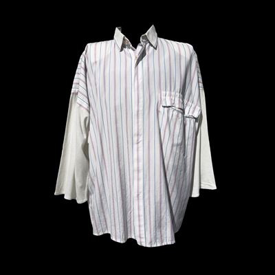 Gianni Versace, Camicia in cotone bianco a righe azzurre e rosse (tg. 48)