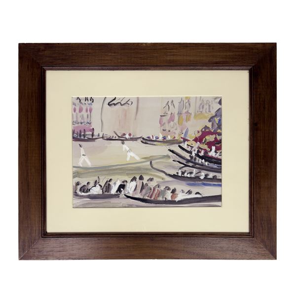 Scene di regate veneziane, nove acquarelli su carta