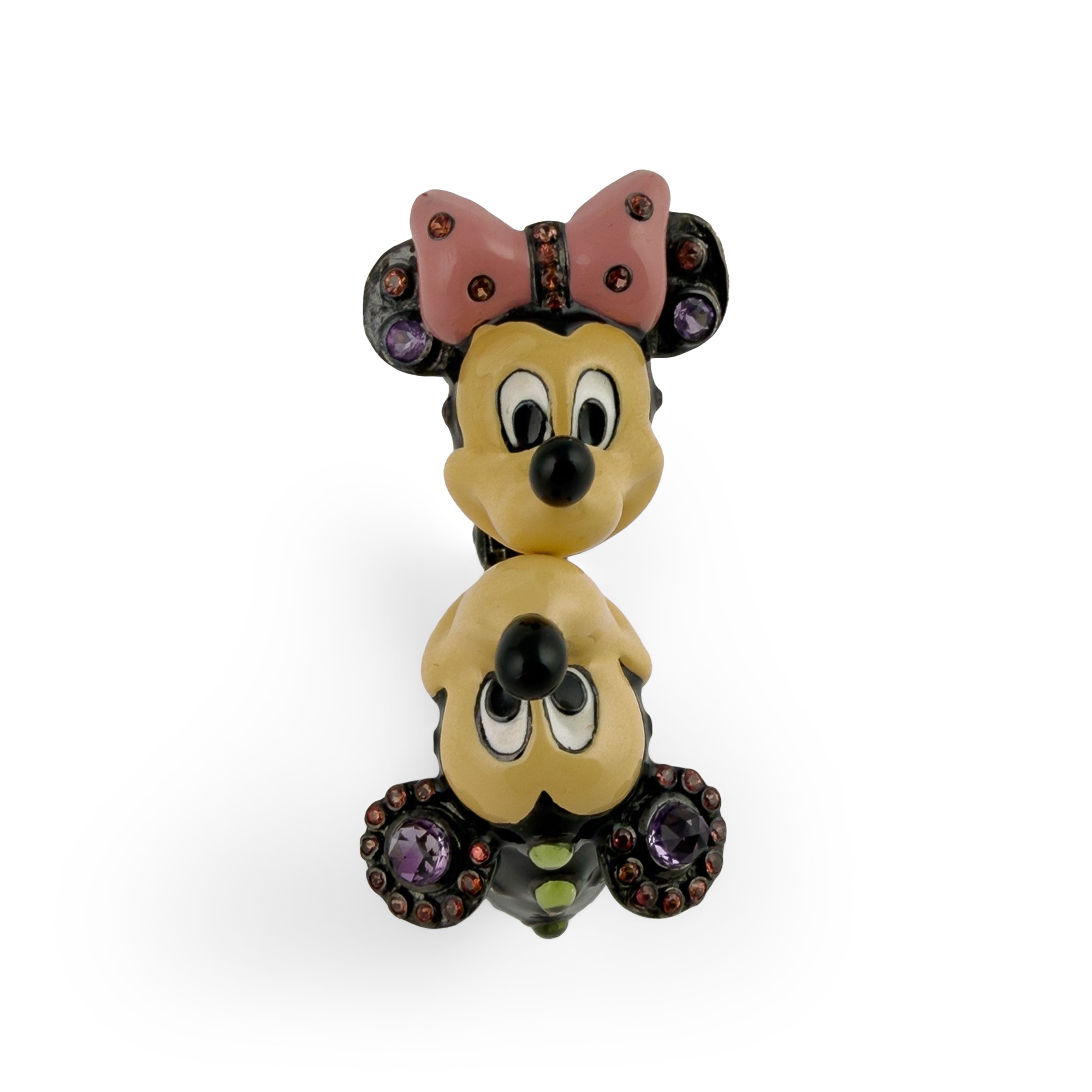 Bracciale rigido in argento, smalti policromi e pietre colorate