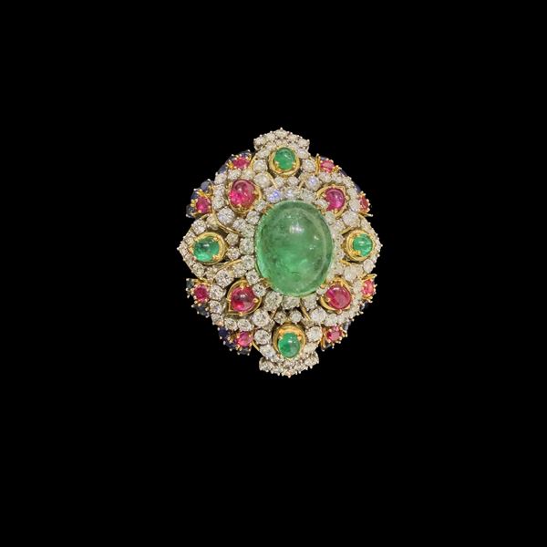 Spilla in oro giallo e bianco 18 kt.