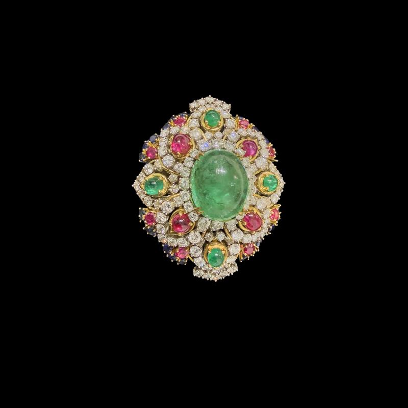 Spilla in oro giallo e bianco 18 kt.