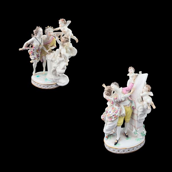 Due gruppi in porcellana bianca e policroma, Francia, Samson, fine del XIX secolo