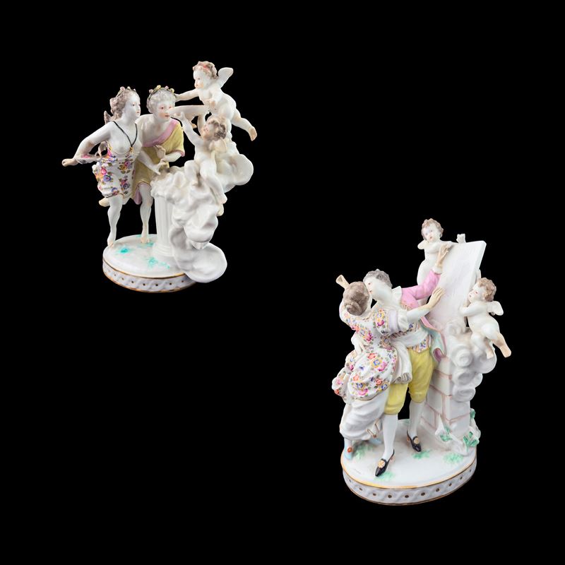 Due gruppi in porcellana bianca e policroma, Francia, Samson, fine del XIX secolo